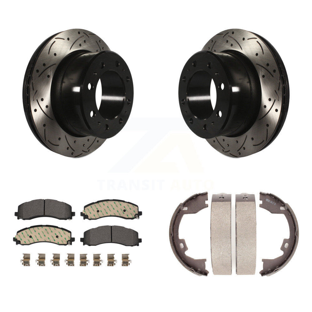 Kit de chaussures de stationnement à disques arrière, Rotors percés et fendus, tampons en céramique pour Ram 2500