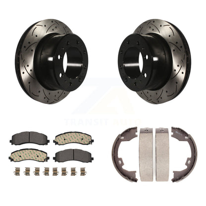 Kit de chaussures de stationnement à disques arrière, Rotors percés et fendus, tampons en céramique pour Ram 2500