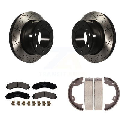 Kit de chaussures de stationnement à disque arrière, Rotors percés et fendus, plaquettes en céramique, pour Ram 3500