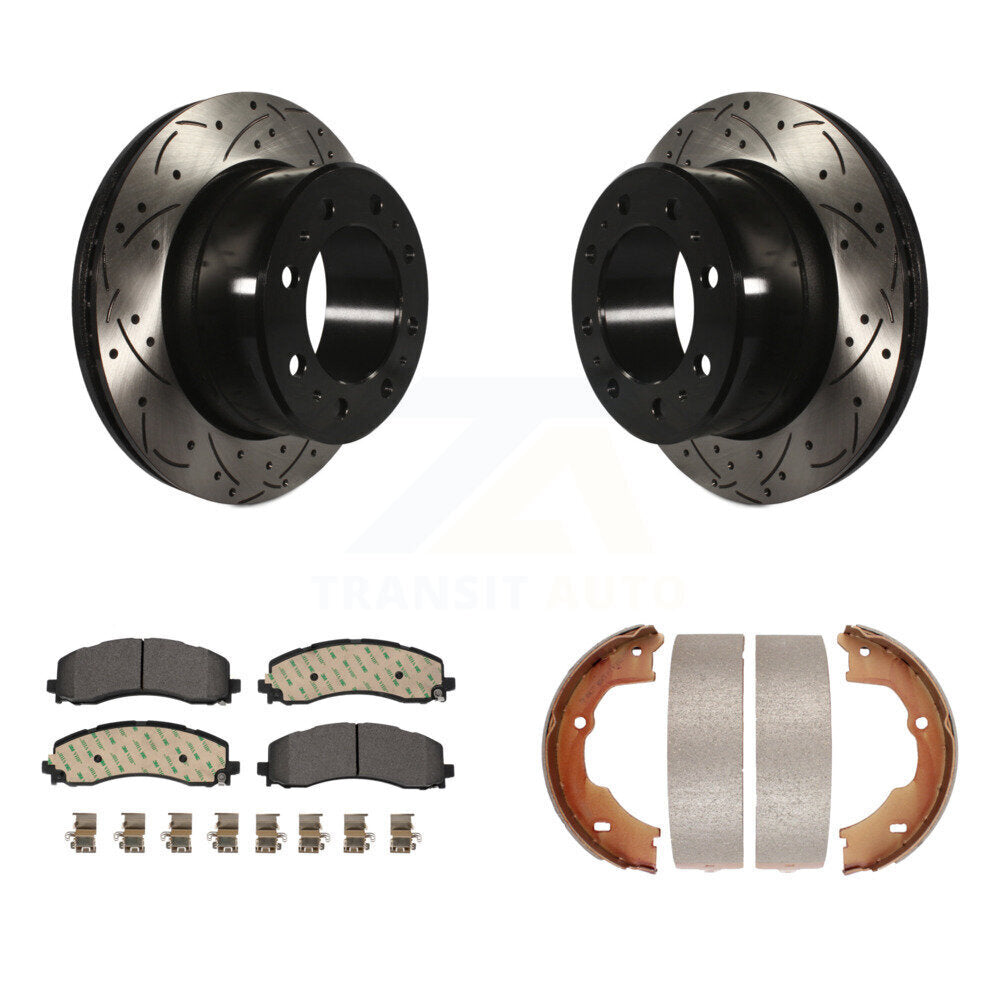 Kit de chaussures de stationnement à disque arrière, Rotors percés et fendus, plaquettes en céramique, pour Ram 3500