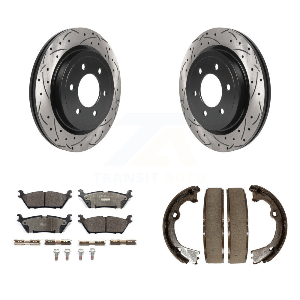 Kit de chaussures de stationnement à disque arrière, Rotors percés et fendus, plaquettes en céramique, pour Ford F-15