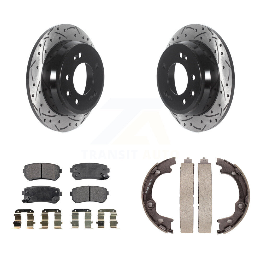 Kit de chaussures de stationnement à disques arrière, Rotors percés et fendus, plaquettes en céramique, pour Hyundai