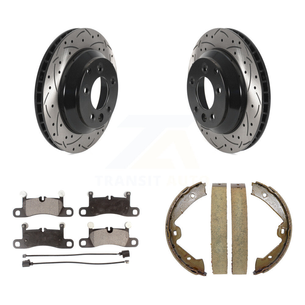 Kit de chaussures de stationnement à disques arrière, Rotors percés et fendus, plaquettes en céramique, pour Volkswagen