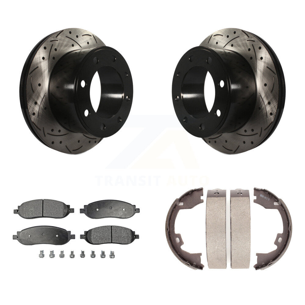 Kit de chaussures de stationnement à disque arrière, Rotors percés et fendus, plaquettes en céramique, pour Ford F-35