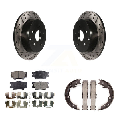 Kit de plaquettes en céramique et de chaussures de stationnement à disque arrière, Rotors percés et fendus, pour Toyot