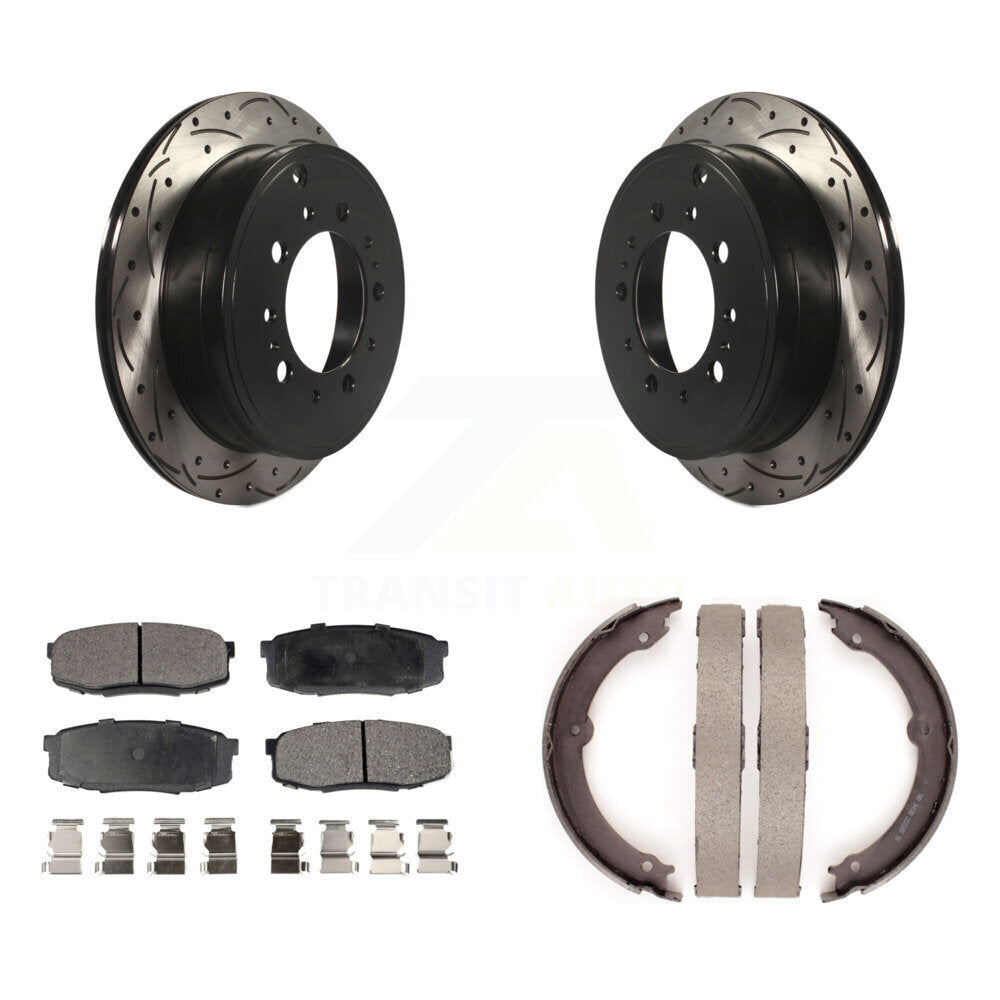 Kit de plaquettes en céramique et de chaussures de stationnement à disque arrière, Rotors percés et fendus, pour Toyot