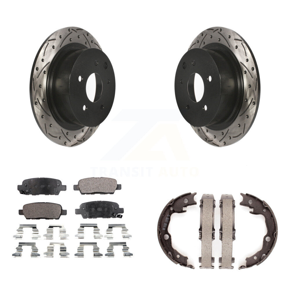 Kit de plaquettes en céramique et de chaussures de stationnement à disque arrière, Rotors percés et fendus, pour Nissa