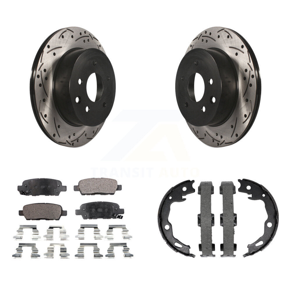 Kit de plaquettes en céramique et de chaussures de stationnement à disque arrière, Rotors percés et fendus, pour Nissa