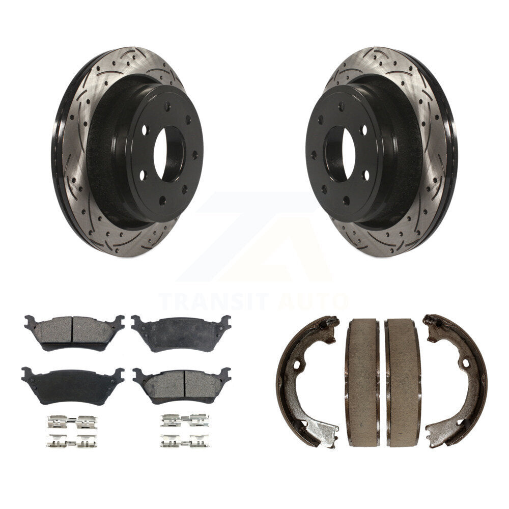 Kit de chaussures de stationnement à disque arrière, Rotors percés et fendus, plaquettes en céramique, pour Ford F-15
