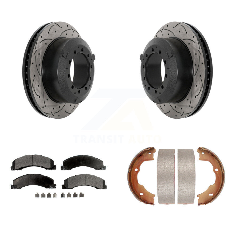 Kit de chaussures de stationnement à disque arrière, Rotors percés et fendus, plaquettes en céramique, pour Ram Dodge