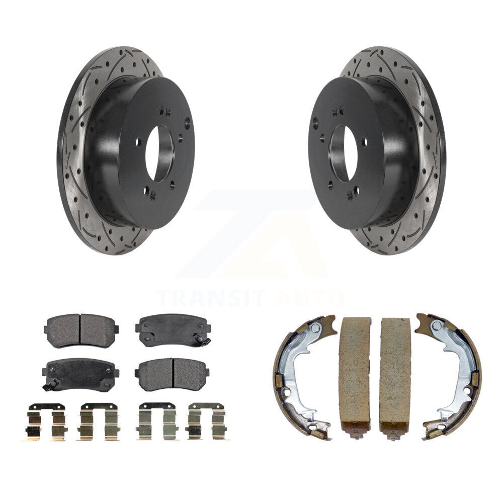 Kit de chaussures de stationnement à disques arrière, Rotors percés et fendus, plaquettes en céramique, pour Hyundai