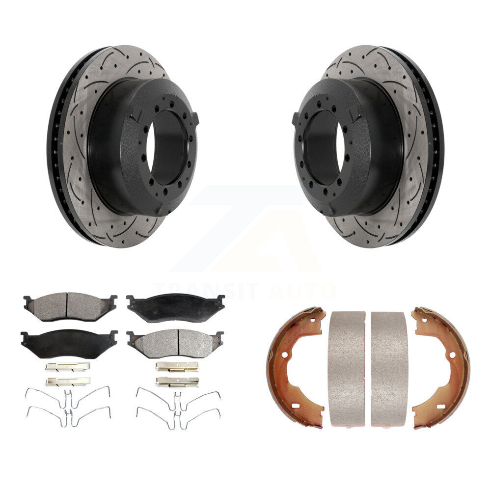 Kit de chaussures de stationnement à disque arrière, Rotors percés et fendus, plaquettes en céramique, pour Ford F-45