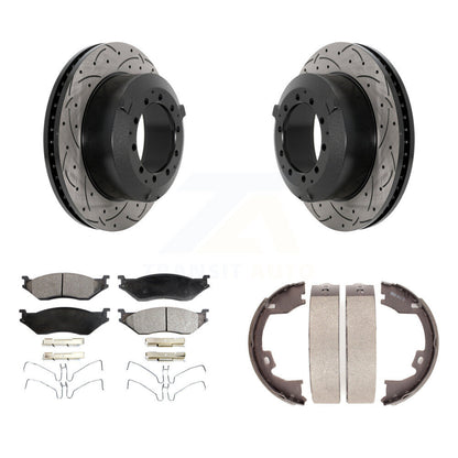 Kit de chaussures de stationnement à disque arrière, Rotors percés et fendus, plaquettes en céramique, pour Ford F-45