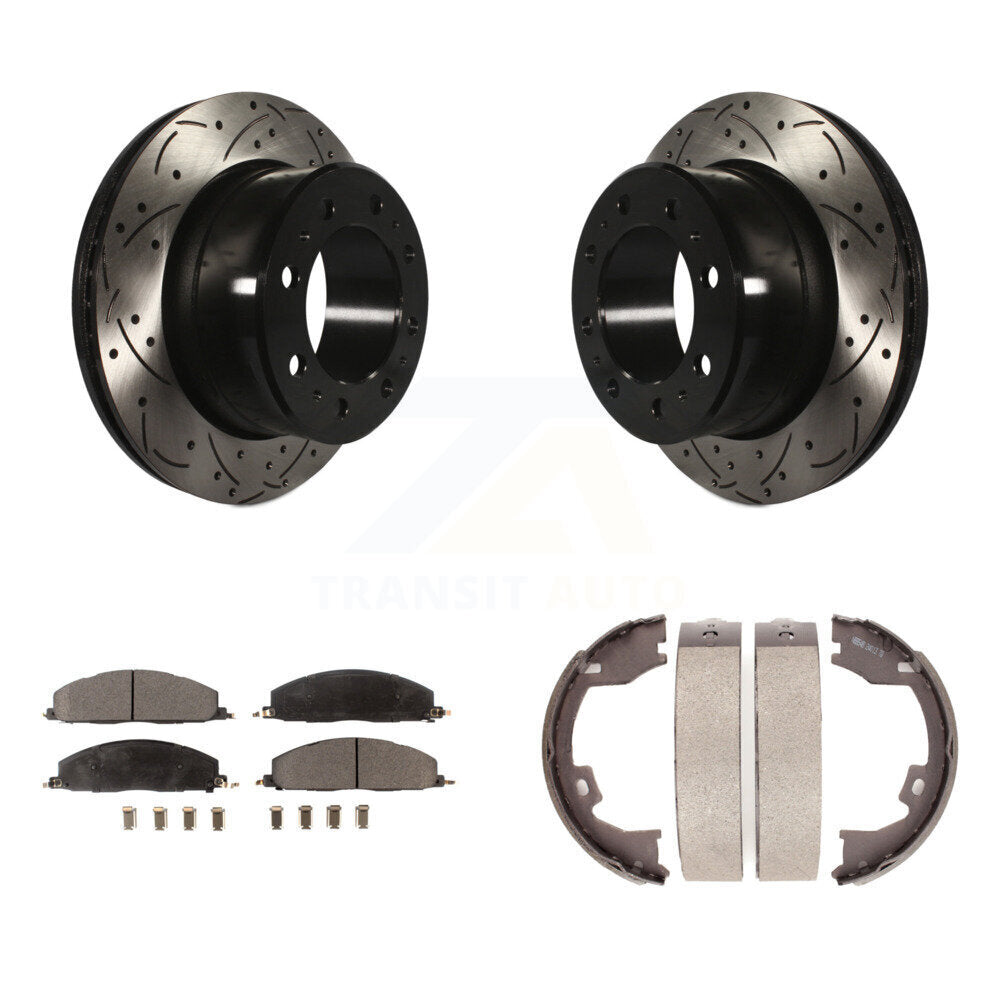 Kit de chaussures de stationnement à disque arrière, Rotors percés et fendus, plaquettes en céramique, pour Ram 3500