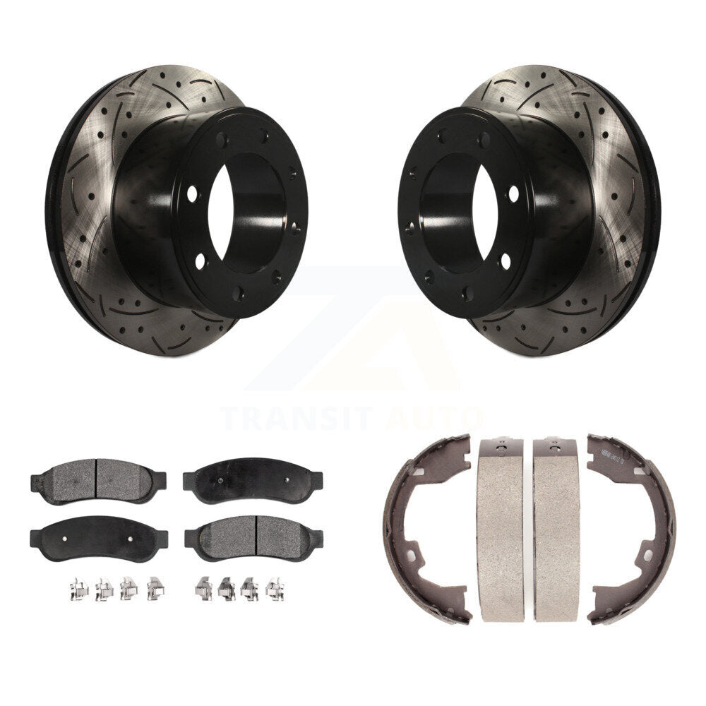 Kit de chaussures de stationnement à disque arrière, Rotors percés et fendus, plaquettes en céramique, pour Ford F-25