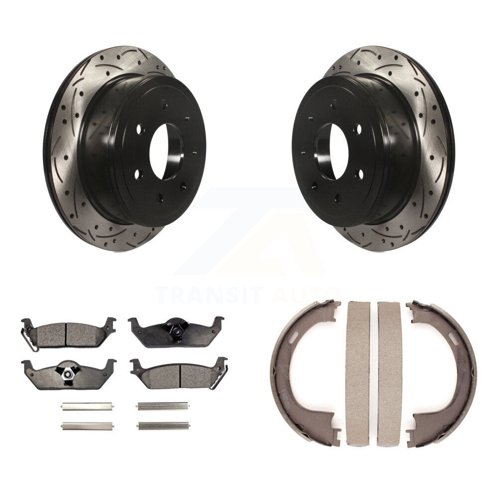 Kit de chaussures de stationnement à disque arrière, Rotors percés et fendus, plaquettes en céramique, pour Ford F-15