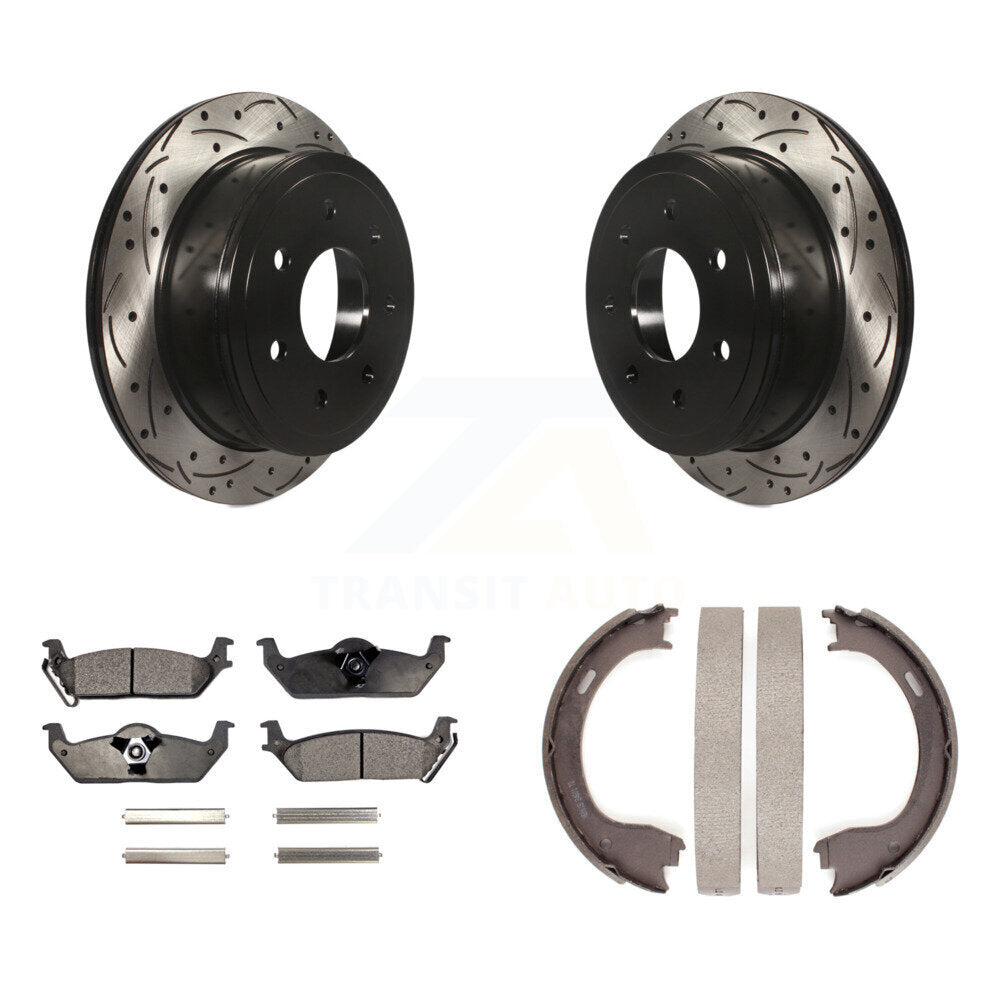 Kit de chaussures de stationnement à disque arrière, Rotors percés et fendus, plaquettes en céramique, pour Ford F-15