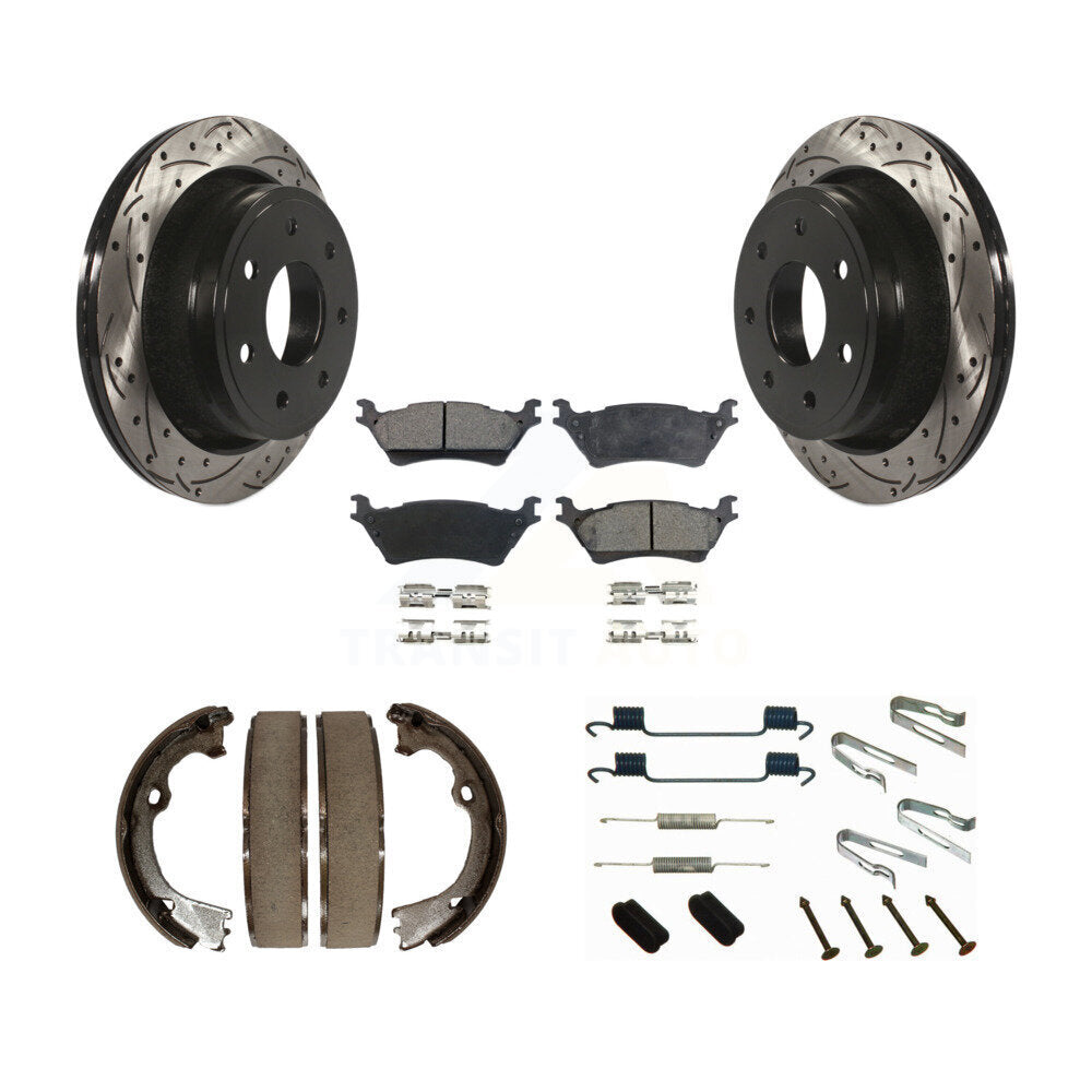 Disque arrière, Rotors percés et fendus, plaquettes en céramique, Kit de quincaillerie pour chaussures de stationnement pour