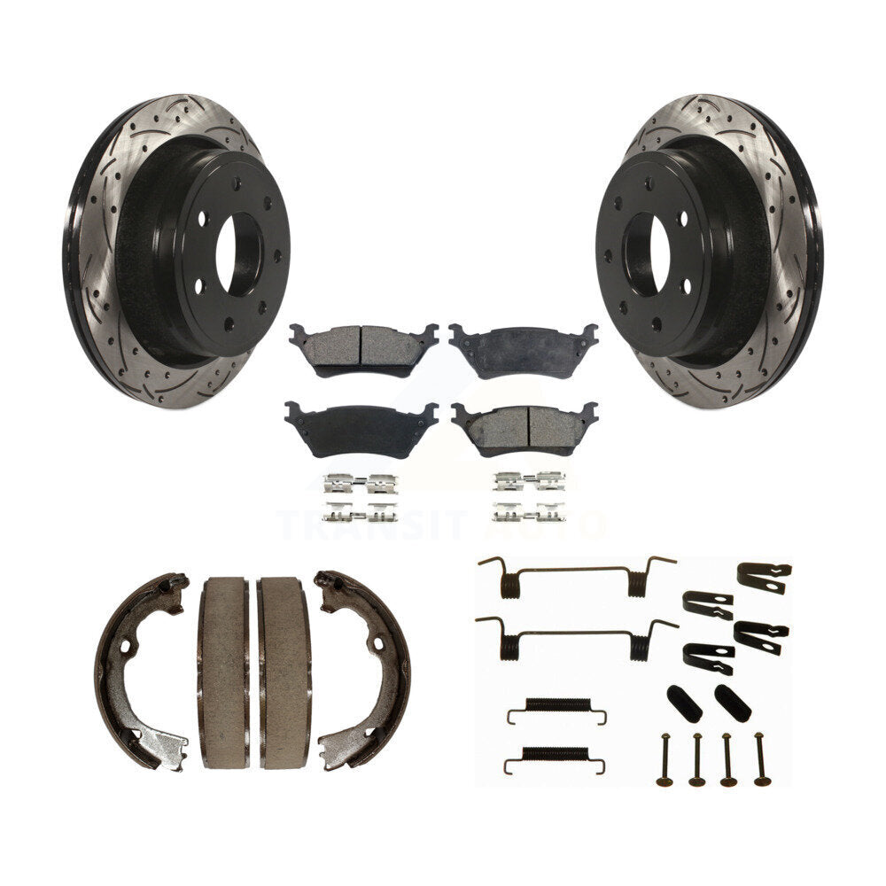 Disque arrière, Rotors percés et fendus, plaquettes en céramique, Kit de quincaillerie pour chaussures de stationnement pour