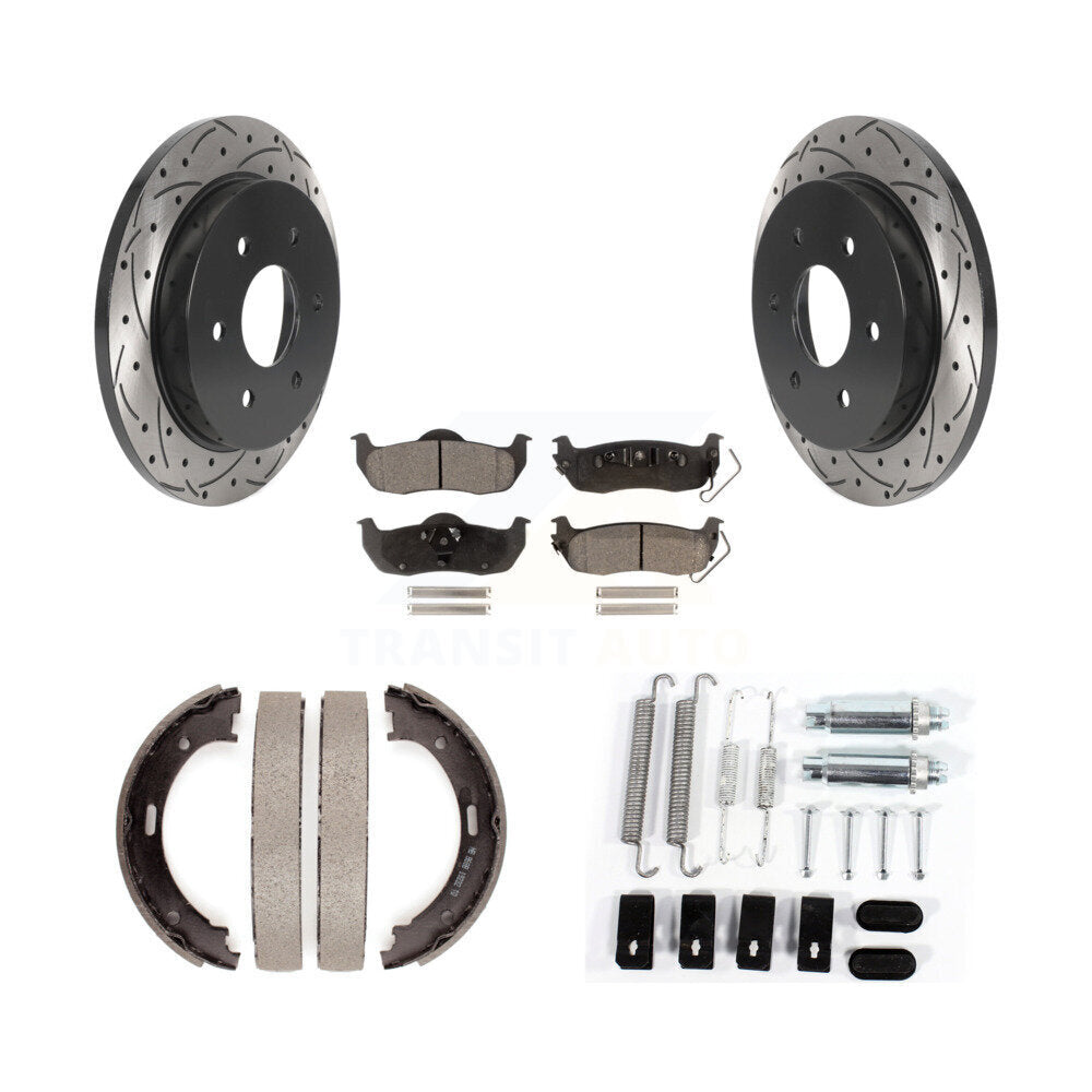 Disque arrière, Rotors percés et fendus, plaquettes en céramique, Kit de quincaillerie pour chaussures de stationnement pour