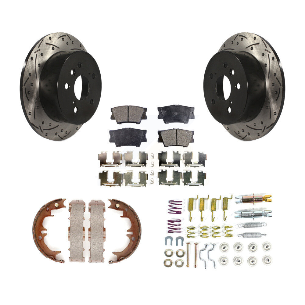 Disque arrière, Rotors percés et fendus, plaquettes en céramique, Kit de quincaillerie pour chaussures de stationnement pour