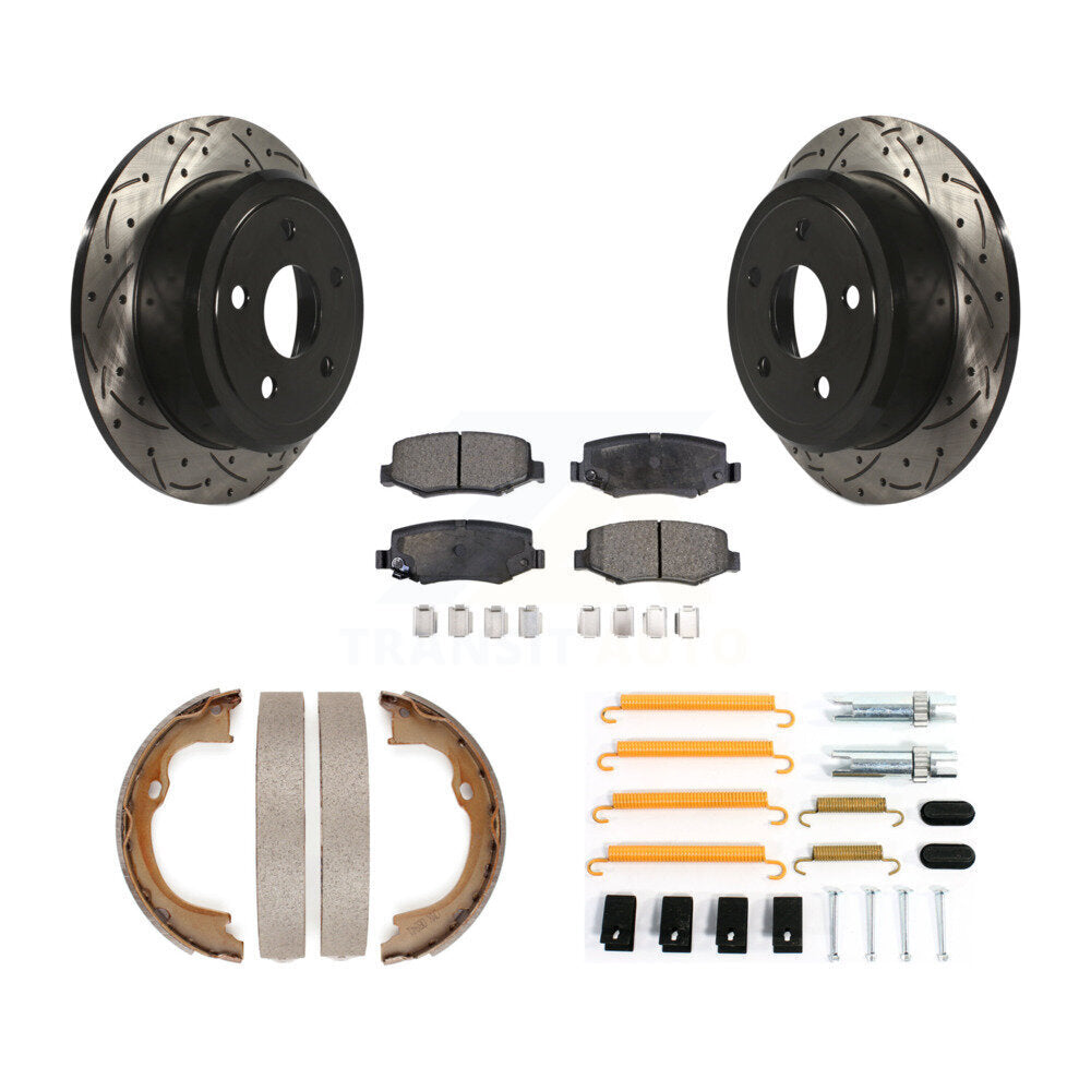 Disque arrière, Rotors percés et fendus, plaquettes en céramique, Kit de quincaillerie pour chaussures de stationnement pour