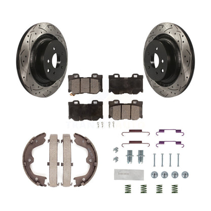 Disque arrière, Rotors percés et fendus, plaquettes en céramique, Kit de quincaillerie pour chaussures de stationnement pour