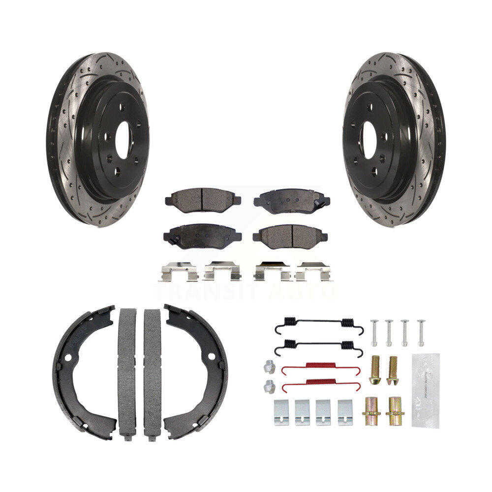 Disque arrière, Rotors percés et fendus, plaquettes en céramique, Kit de quincaillerie pour chaussures de stationnement pour