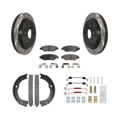Disque arrière, Rotors percés et fendus, plaquettes en céramique, Kit de quincaillerie pour chaussures de stationnement pour