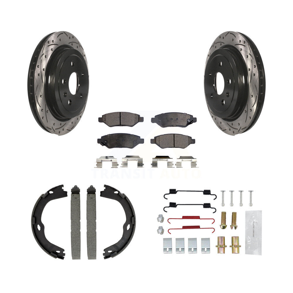 Disque arrière, Rotors percés et fendus, plaquettes en céramique, Kit de quincaillerie pour chaussures de stationnement pour