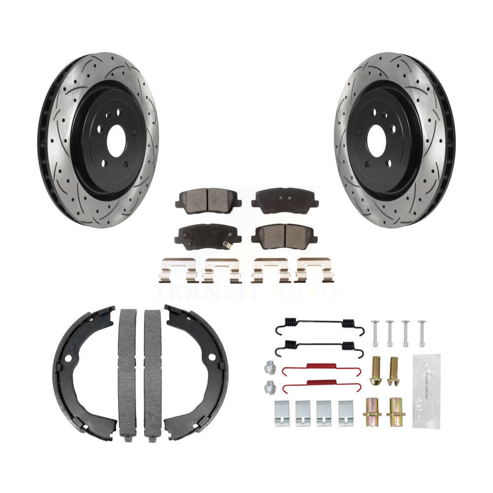 Disque arrière, Rotors percés et fendus, plaquettes en céramique, Kit de quincaillerie pour chaussures de stationnement pour