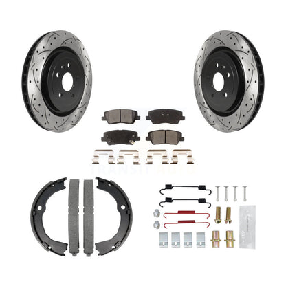 Disque arrière, Rotors percés et fendus, plaquettes en céramique, Kit de quincaillerie pour chaussures de stationnement pour