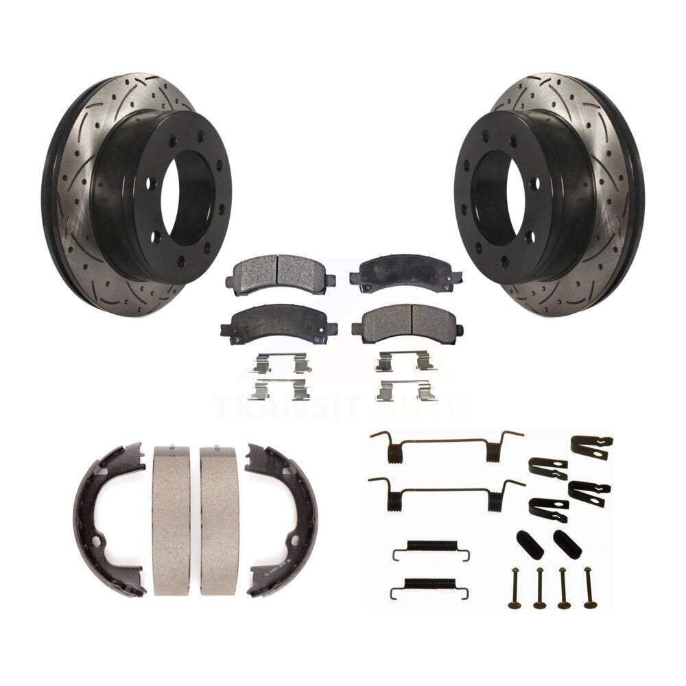 Disque arrière, Rotors percés et fendus, plaquettes en céramique, Kit de quincaillerie pour chaussures de stationnement pour