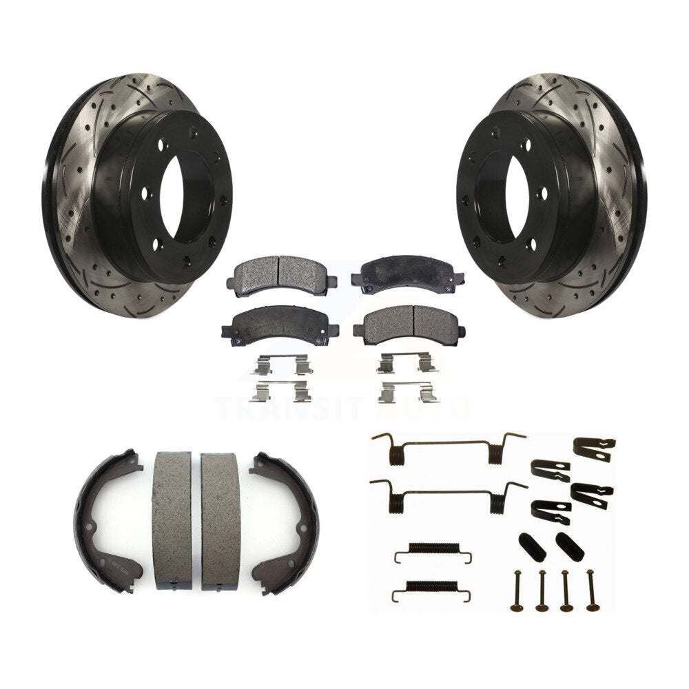 Disque arrière, Rotors percés et fendus, plaquettes en céramique, Kit de quincaillerie pour chaussures de stationnement pour