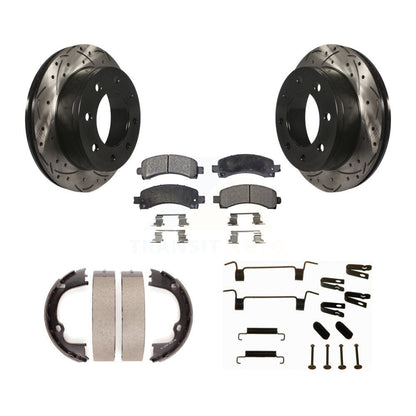 Disque arrière, Rotors percés et fendus, plaquettes en céramique, Kit de quincaillerie pour chaussures de stationnement pour