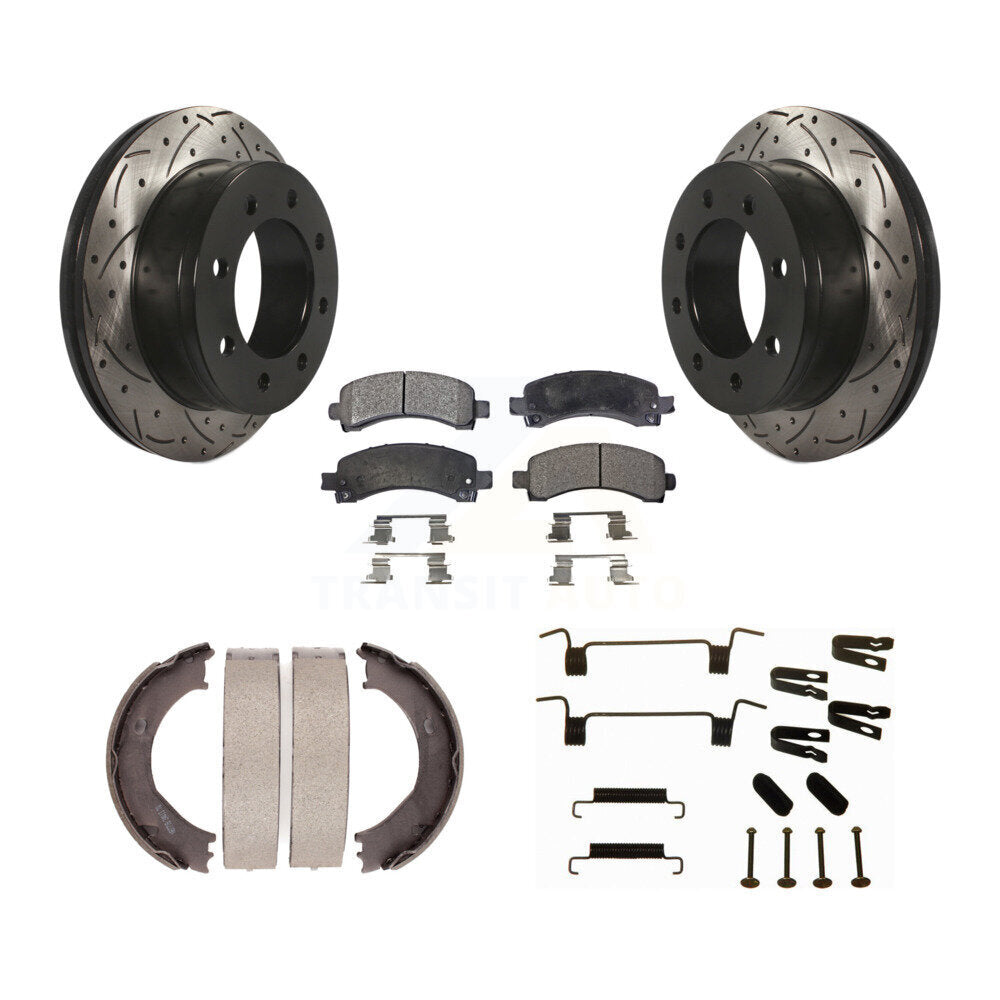 Disque arrière, Rotors percés et fendus, plaquettes en céramique, Kit de quincaillerie pour chaussures de stationnement pour