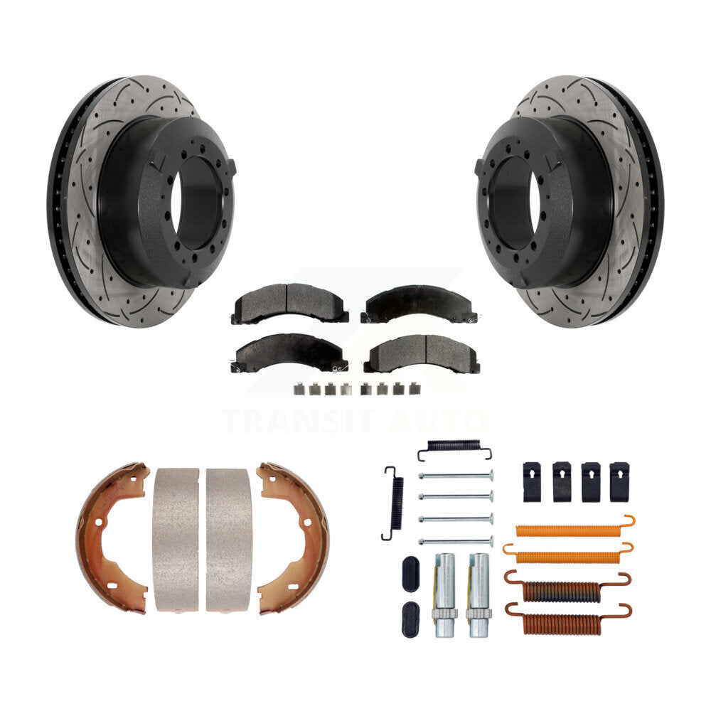 Disque arrière, Rotors percés et fendus, plaquettes en céramique, Kit de quincaillerie pour chaussures de stationnement pour
