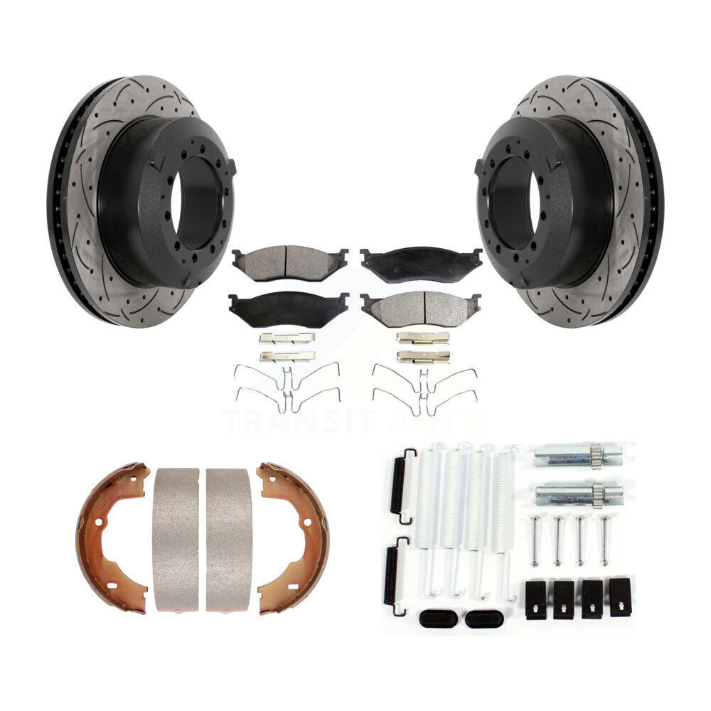 Disque arrière, Rotors percés et fendus, plaquettes en céramique, Kit de quincaillerie pour chaussures de stationnement pour