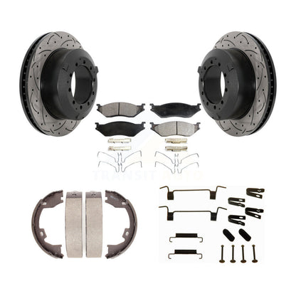 Disque arrière, Rotors percés et fendus, plaquettes en céramique, Kit de quincaillerie pour chaussures de stationnement pour