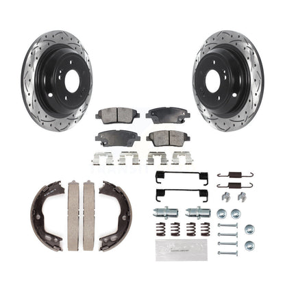Disque arrière, Rotors percés et fendus, plaquettes en céramique, Kit de quincaillerie pour chaussures de stationnement pour