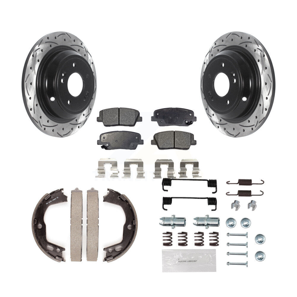 Disque arrière, Rotors percés et fendus, plaquettes en céramique, Kit de quincaillerie pour chaussures de stationnement pour