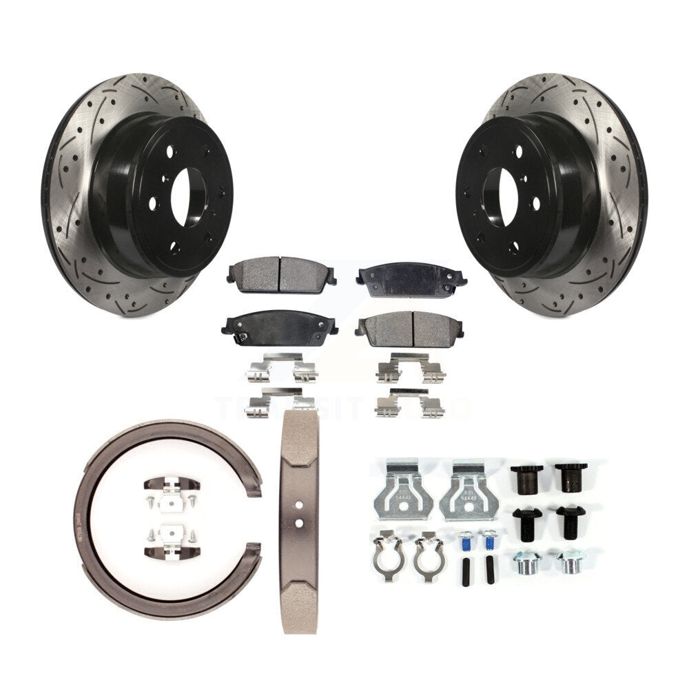 Disque arrière, Rotors percés et fendus, plaquettes en céramique, Kit de quincaillerie pour chaussures de stationnement pour