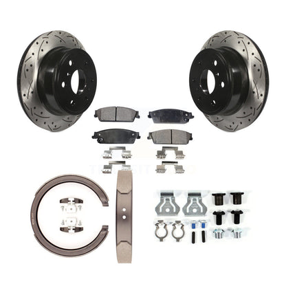 Disque arrière, Rotors percés et fendus, plaquettes en céramique, Kit de quincaillerie pour chaussures de stationnement pour