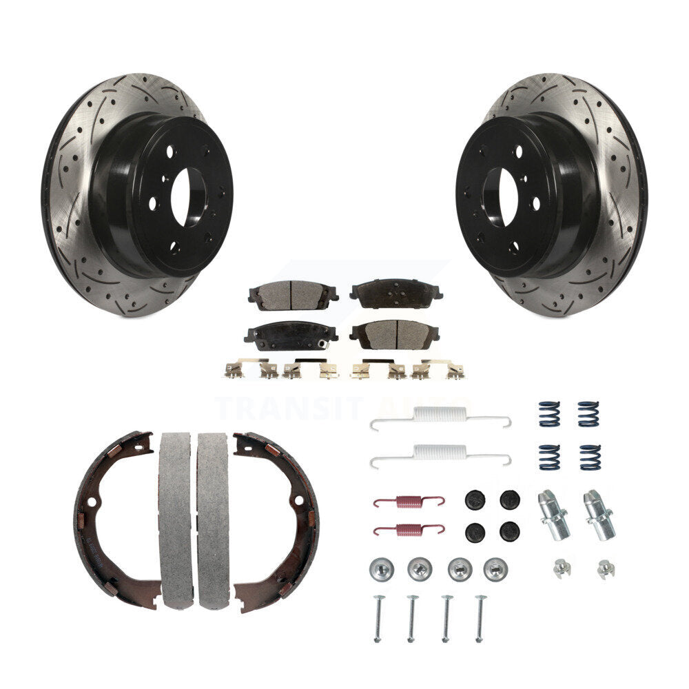 Disque arrière, Rotors percés et fendus, plaquettes en céramique, Kit de quincaillerie pour chaussures de stationnement pour
