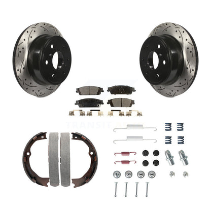 Disque arrière, Rotors percés et fendus, plaquettes en céramique, Kit de quincaillerie pour chaussures de stationnement pour