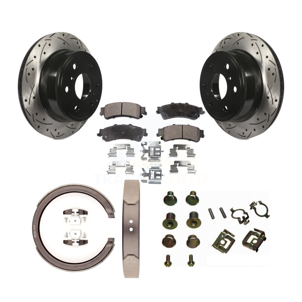 Disque arrière, Rotors percés et fendus, plaquettes en céramique, Kit de quincaillerie pour chaussures de stationnement pour