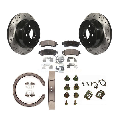 Disque arrière, Rotors percés et fendus, plaquettes en céramique, Kit de quincaillerie pour chaussures de stationnement pour
