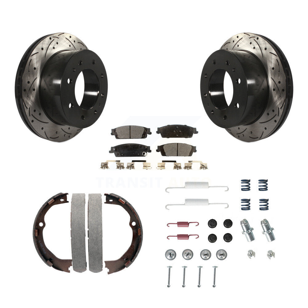 Disque arrière, Rotors percés et fendus, plaquettes en céramique, Kit de quincaillerie pour chaussures de stationnement pour