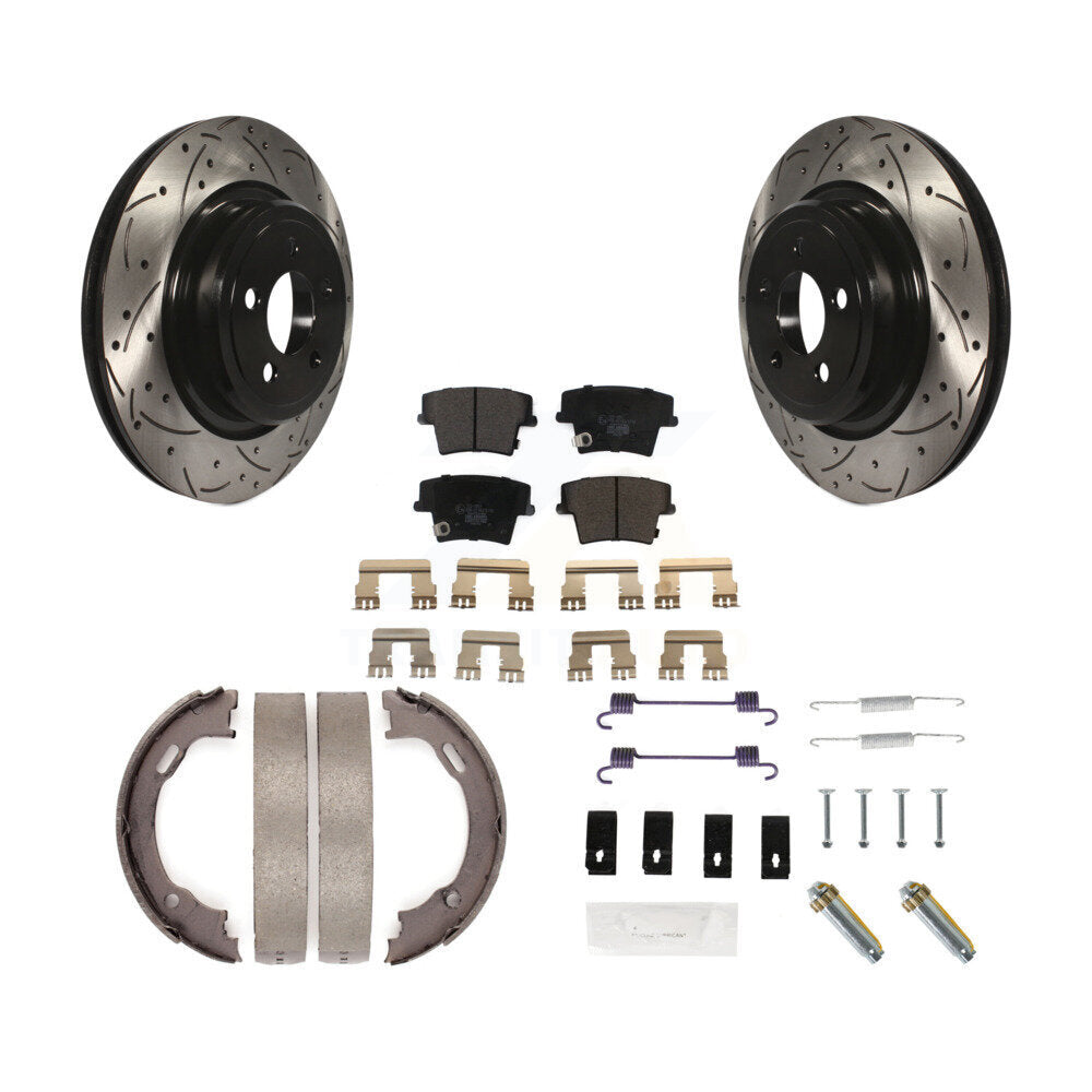Disque arrière, Rotors percés et fendus, plaquettes en céramique, Kit de quincaillerie pour chaussures de stationnement pour