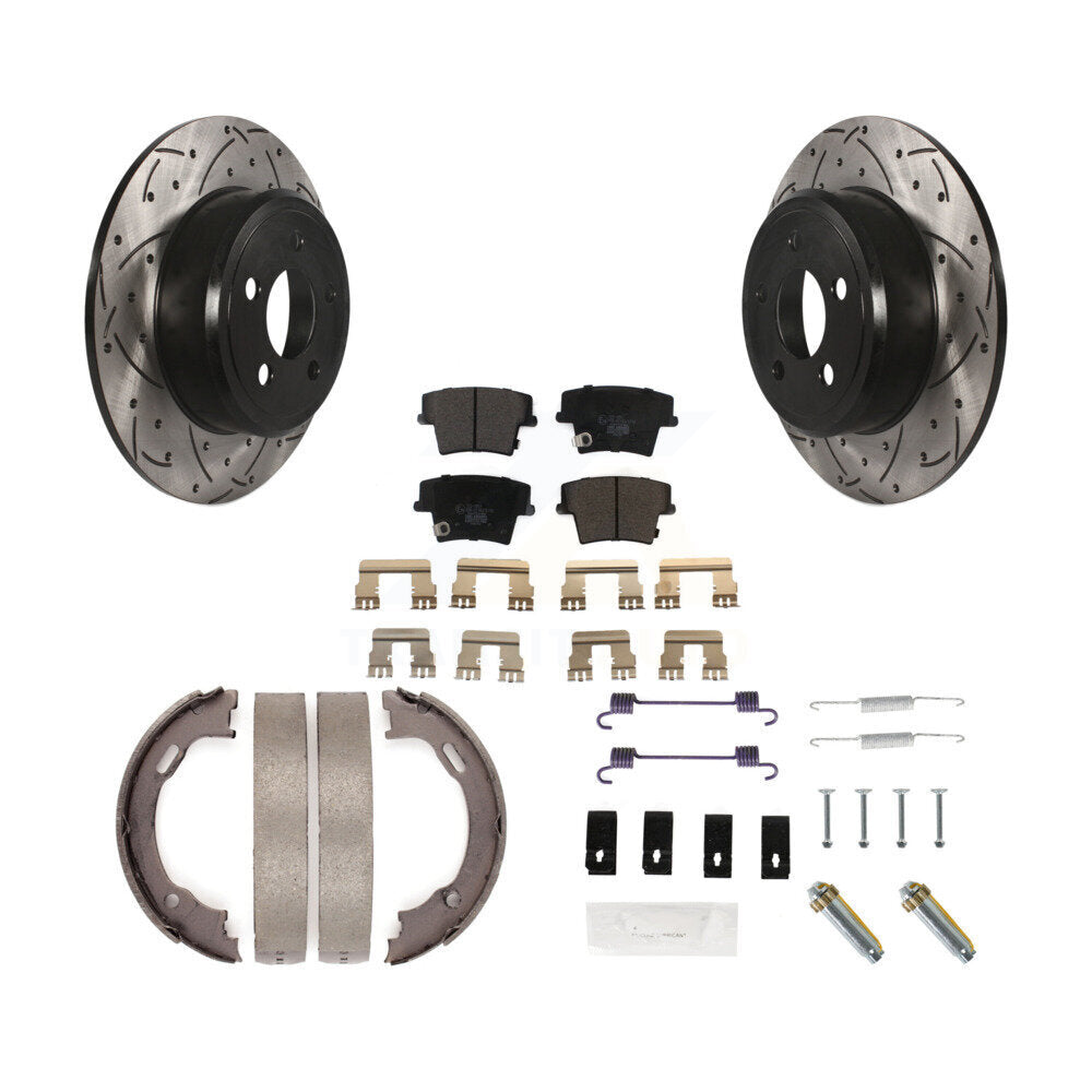 Disque arrière, Rotors percés et fendus, plaquettes en céramique, Kit de quincaillerie pour chaussures de stationnement pour